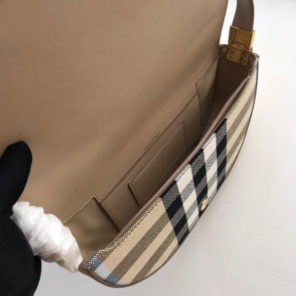 B**rry small check canvas and leather olympia bag