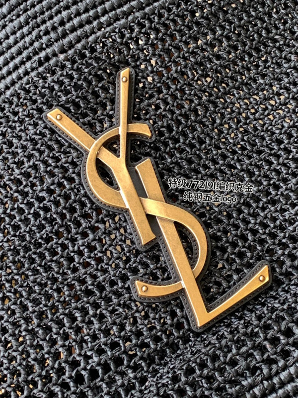 Y*L icare in raffia tote black - 37–55 x 43 x 5 cm