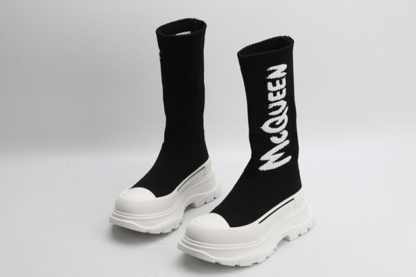 ale*d*r M*Q*en graffiti knit tread slick boot