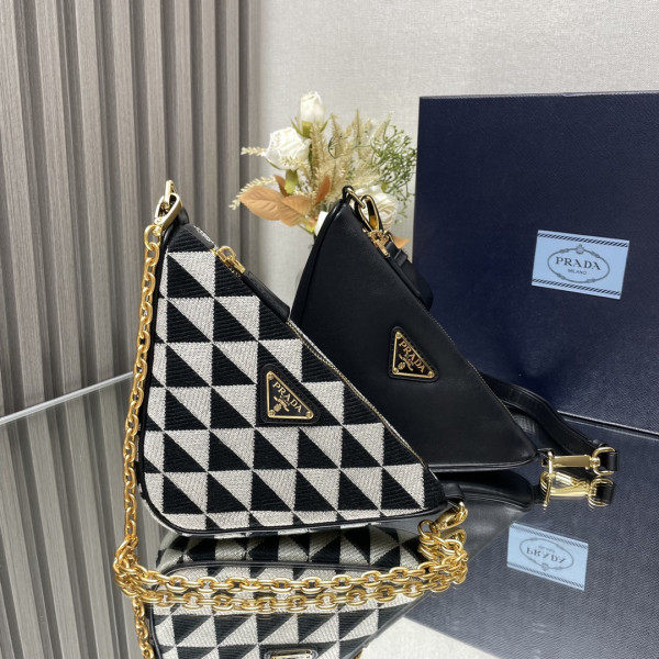 Pra*a triangular sequined pouch-26*16*13cm